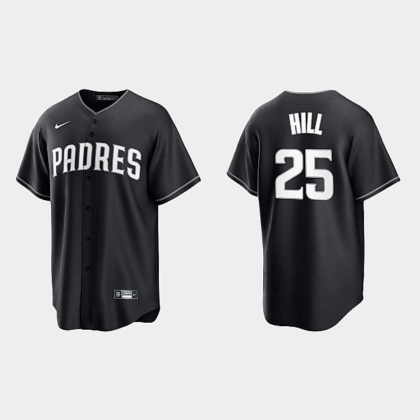 Mens San Diego Padres #25 Tim Hill Nike Black White Collection Jersey