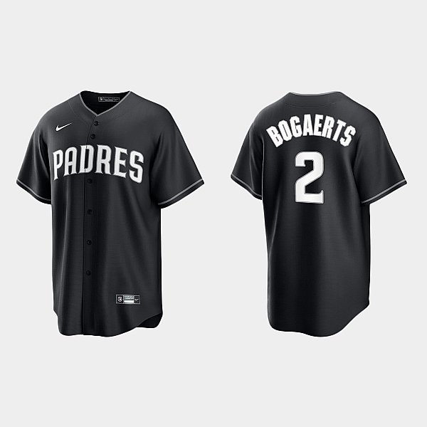 Mens San Diego Padres #2 Xander Bogaerts Nike Black White Collection Jersey