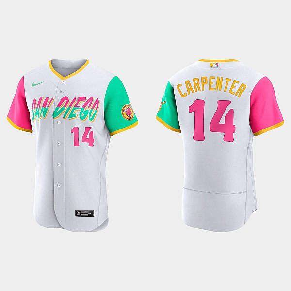 Mens San Diego Padres #14 Matt Carpenter White 2022 City Connect Jersey