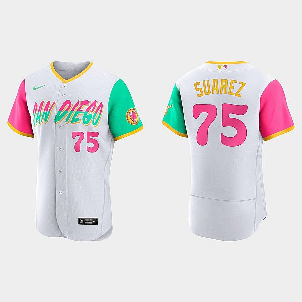 Mens San Diego Padres #75 Robert Suarez Stitched White 2022 City Connect Jersey