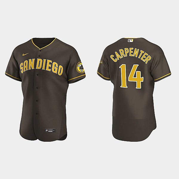 Mens San Diego Padres #14 Matt Carpenter Brown Road FlexBase Player Jersey