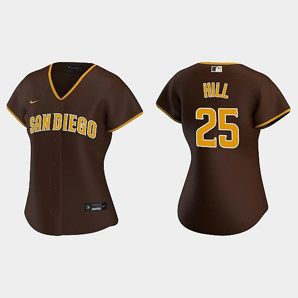 Womens San Diego Padres #25 Tim Hill Brown Road Jersey
