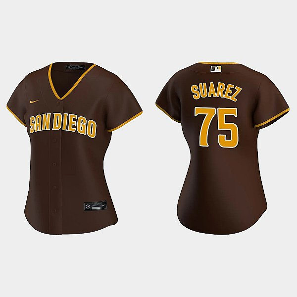 Womens San Diego Padres #75 Robert Suarez Brown Road Jersey