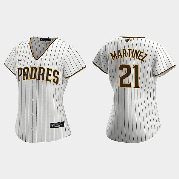 Womens San Diego Padres #21 Nick Martinez White Brown Home CoolBase Jersey