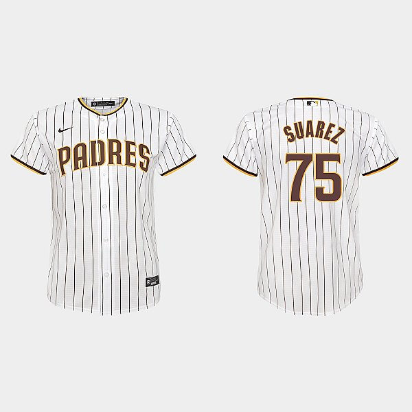 Youth San Diego Padres #75 Robert Suarez White Brown Home CoolBase Jersey