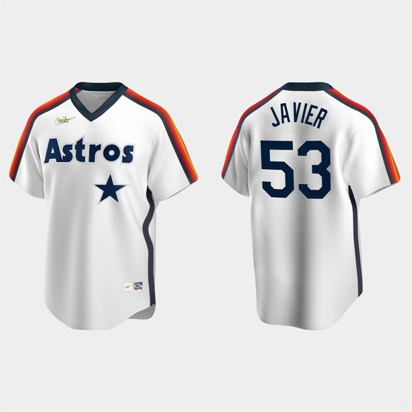 Mens Houston Astros #53 Cristian Javier Nike White Pullover Cooperstown Collection Jersey