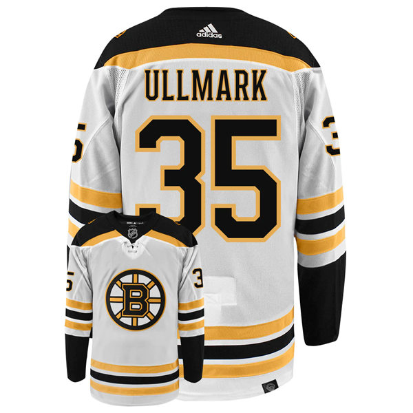 Mens Boston Bruins #35 Linus Ullmark adidas Away White Jersey