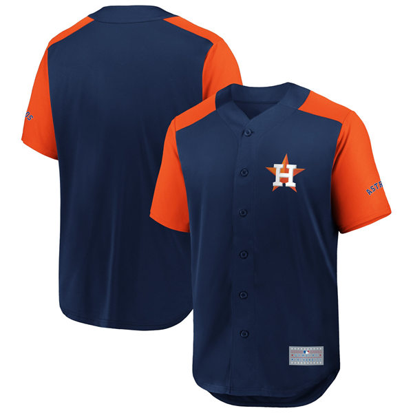 Mens Houston Astros Custom Navy Orange Grand Slam Full-Button Jersey