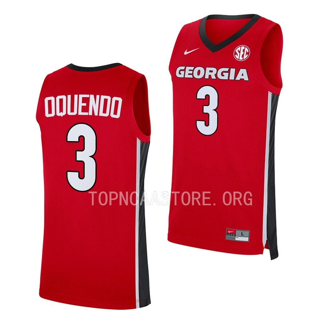 Mens Youth Georgia Bulldogs #3 Kario Oquendo Nike Red Basketball Game Jersey