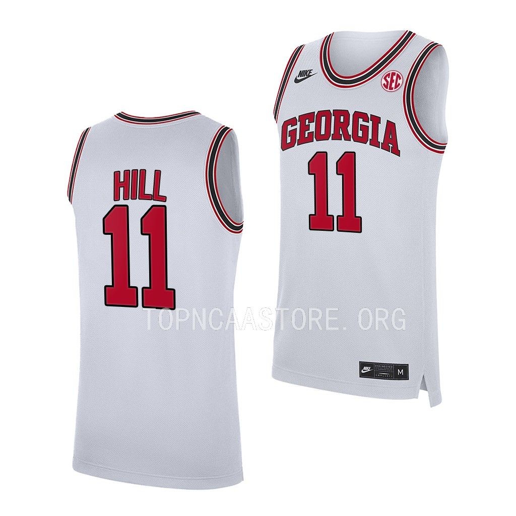 Mens Youth Georgia Bulldogs #11 Justin Hill Nike White Retro Basketball Jersey