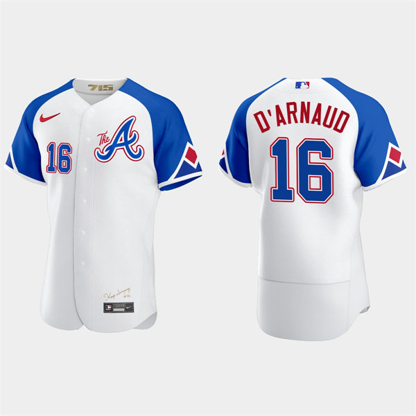 Mens Atlanta Braves #16 Travis d'Arnaud 2023 City Connect Authentic Jersey - White