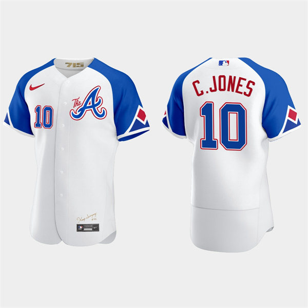 Mens Atlanta Braves #10 Chipper Jones 2023 City Connect Authentic Jersey - White