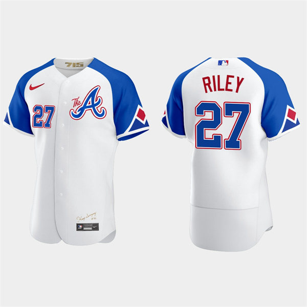 Mens Atlanta Braves #27 Austin Riley 2023 City Connect Authentic Jersey - White