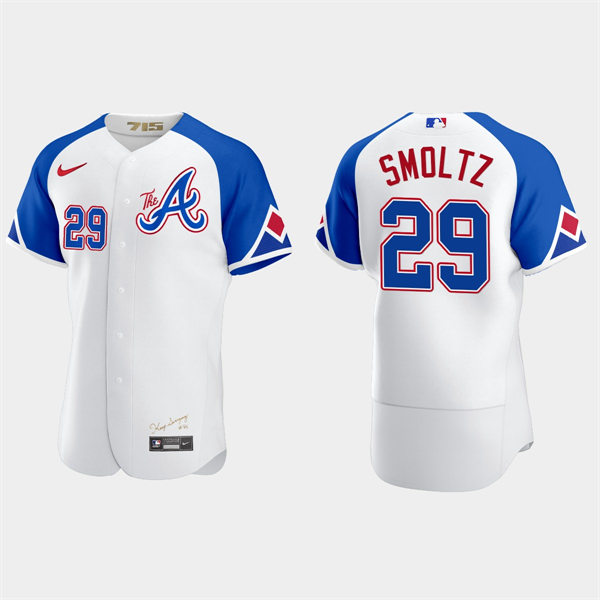 Mens Atlanta Braves #29 John Smoltz 2023 City Connect Authentic Jersey - White