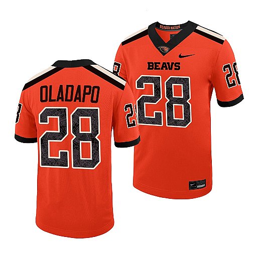 Mens Youth Oregon State Beavers #28 Kitan Oladapo Orange College Football Game Jersey