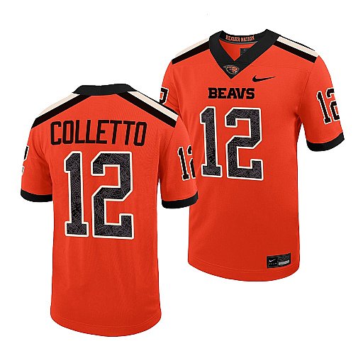 Mens Youth Oregon State Beavers #12 Jack Colletto Orange College Football Game Jersey