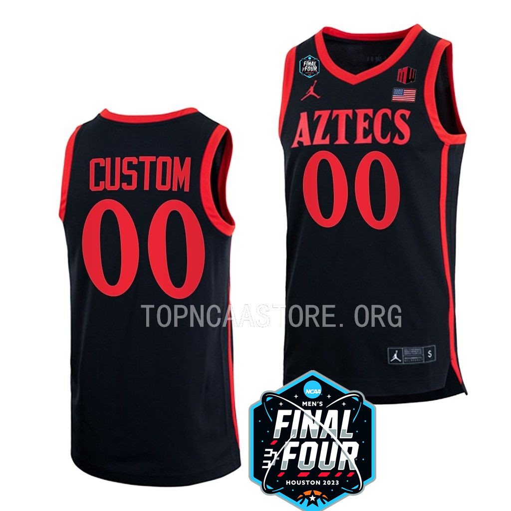 Mens Youth San Diego State Aztecs Custom Black 2023 NCAA Final Four Basketball Game Jersey