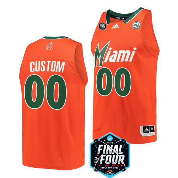 Mens Youth Miami Hurricanes Custom Orange Reverse Retro 2023 NCAA Final Four Basketball Game Jersey
