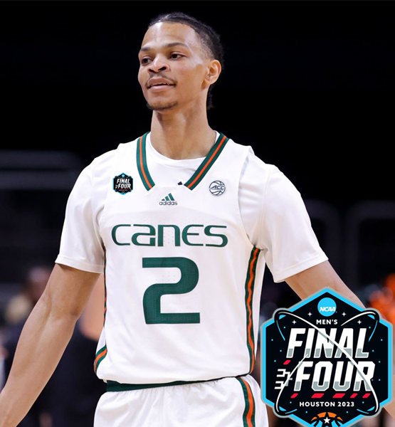 Mens Youth Miami Hurricanes Custom White Green 2023 NCAA Final Four Basketball Game Jersey