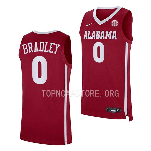 Mens Youth Alabama Crimson Tide #0 Jaden Bradley Nike 2022-23 Crimson College Basketball Game Jersey