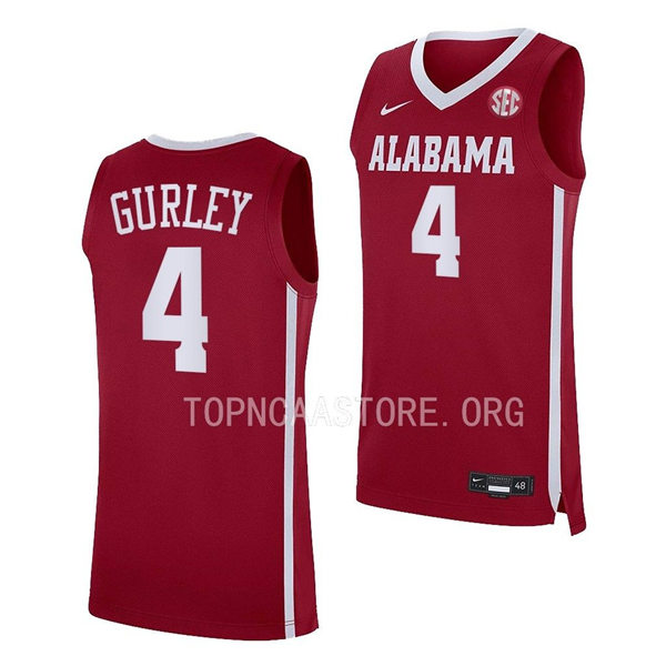 Mens Youth Alabama Crimson Tide #4 Noah Gurley Nike 2022-23 Crimson College Basketball Game Jersey