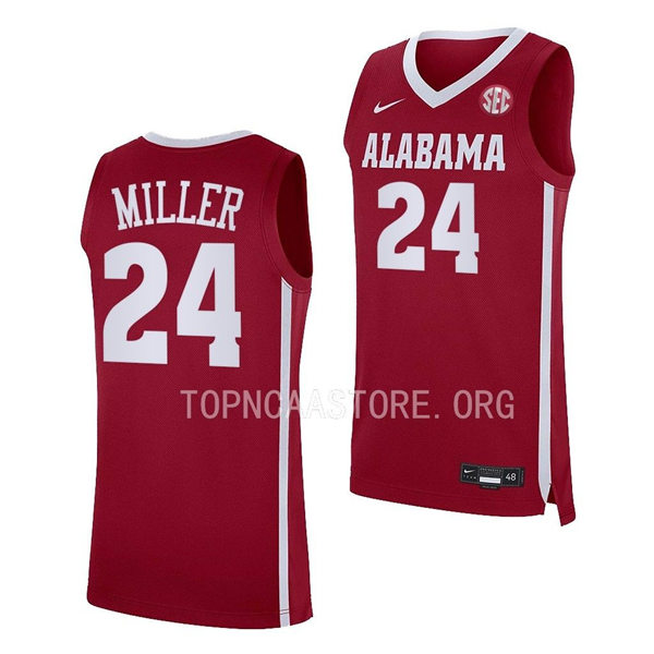 Mens Youth Alabama Crimson Tide #24 Brandon Miller Nike 2022-23 Crimson College Basketball Game Jersey