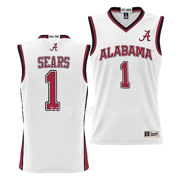 Mens Youth Alabama Crimson Tide #1 Mark Sears Nike Basketball Limited Jersey White