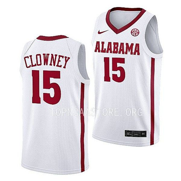 Mens Youth Alabama Crimson Tide #15 Noah Clowney Nike 2022-23 White College Basketball Game Jersey