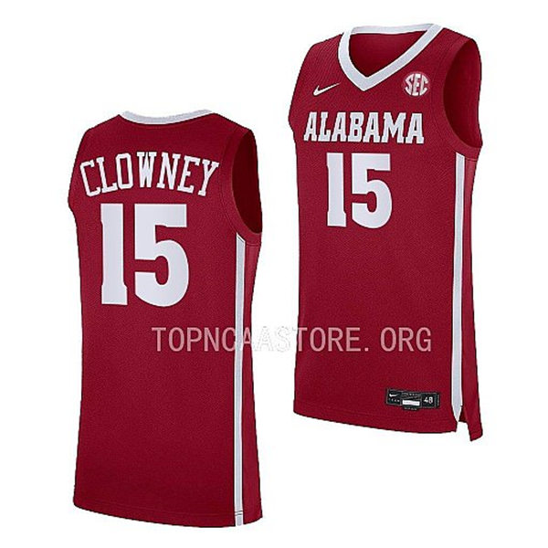 Mens Youth Alabama Crimson Tide #15 Noah Clowney Nike 2022-23 Crimson College Basketball Game Jersey