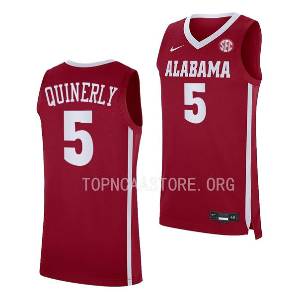 Mens Youth Alabama Crimson Tide #5 Jahvon Quinerly Nike 2022-23 Crimson College Basketball Game Jersey