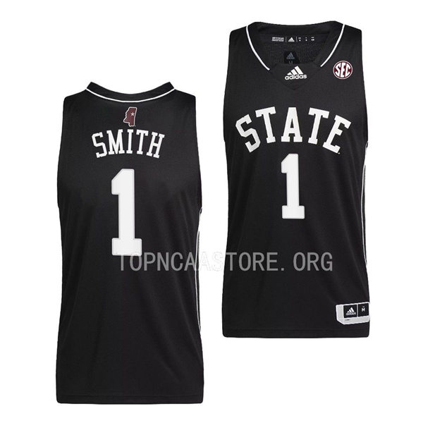 Mens Youth Mississippi State Bulldogs #1 Tolu Smith Adidas 2023 Black Basketball Game Jersey