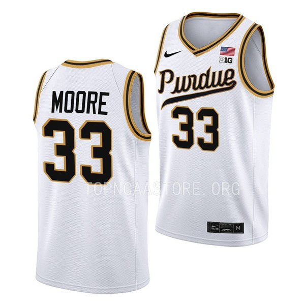 Mens Youth Purdue Boilermakers #33 E'Twaun Moore Nike White 2023 Unveil Rick Mount-Era Retro Basketball Jersey