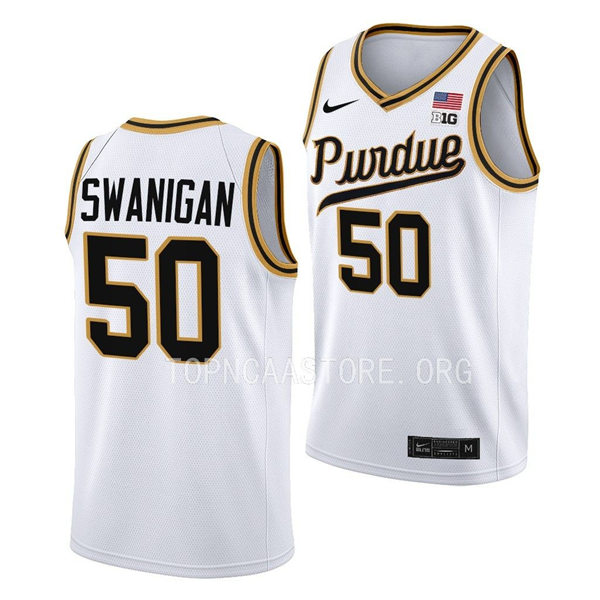 Mens Youth Purdue Boilermakers #50 Caleb Swanigan Nike White 2023 Unveil Rick Mount-Era Retro Basketball Jersey