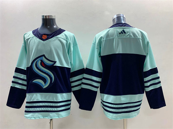 Mens Seattle Kraken Blank Ice Blue 2022 Reverse Retro Team Jersey 