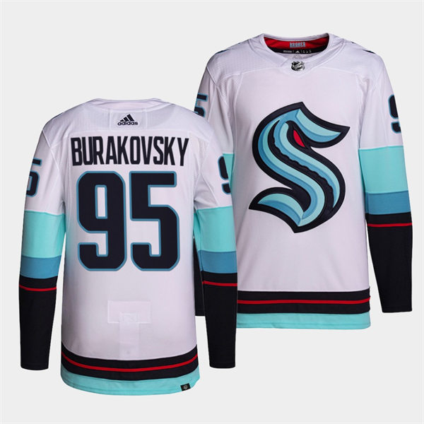 Mens Seattle Kraken #95 Andre Burakovsky Adidas Away White Jersey