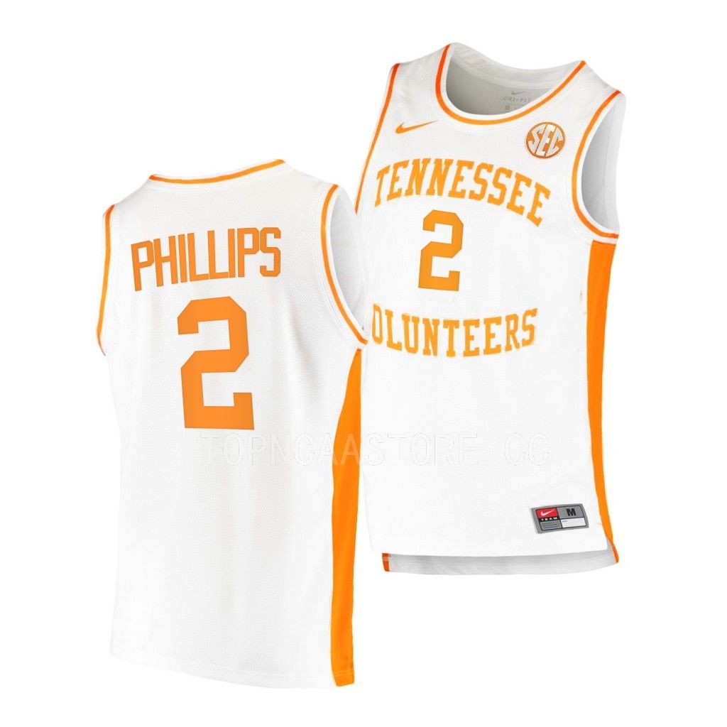 Men's Youth Tennessee Volunteers #2 Julian Phillips Nike 2022-23 White College Basketball Game Jersey