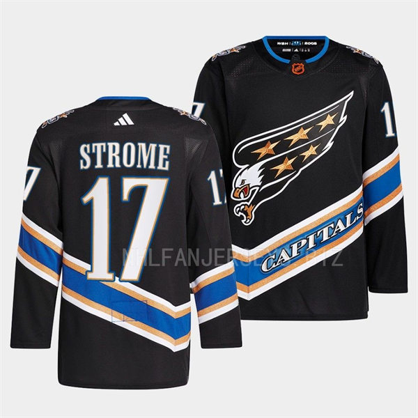 Mens Washington Capitals #17 Dylan Strome Black 2022 Reverse Retro Primegreen Jersey