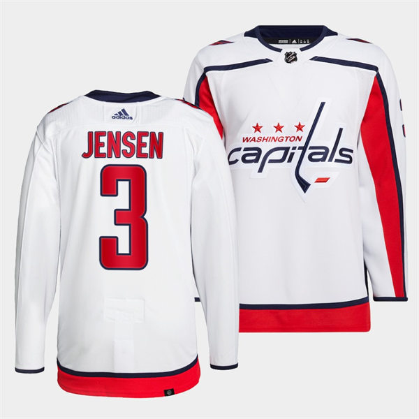 Men's Washington Capitals #3 Nick Jensen adidas Away White Jersey