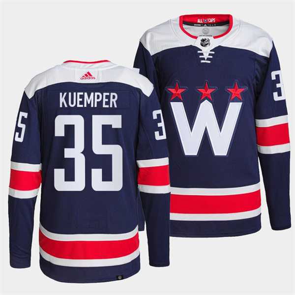 Men's Washington Capitals #35 Darcy Kuemper Adidas Navy Third Jersey