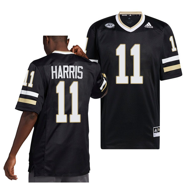 Mens Youth Georgia Tech Yellow Jackets #11 Kevin Harris Adidas 2022 Alternate Black Football Jersey