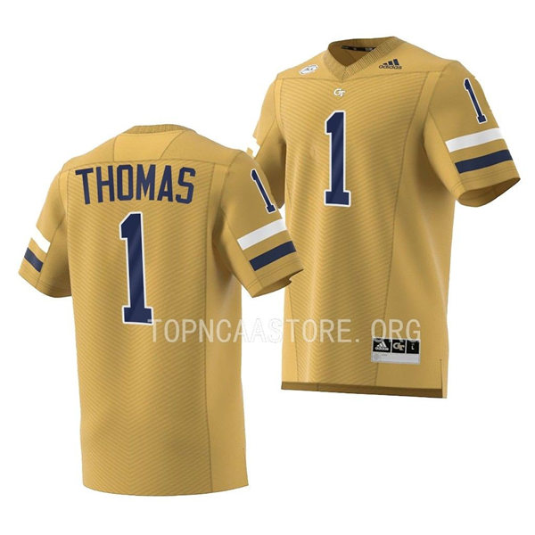 Mens Youth Georgia Tech Yellow Jackets #1 Charlie Thomas College Football Game Jersey Gold