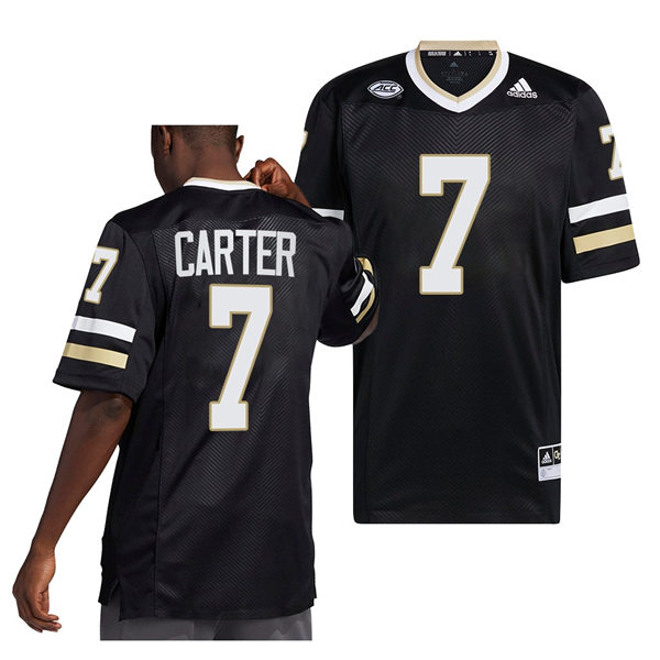 Mens Youth Georgia Tech Yellow Jackets #7 Malachi Carter Adidas 2022 Alternate Black Football Jersey