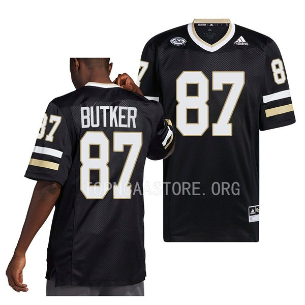 Mens Youth Georgia Tech Yellow Jackets #87 Harrison Butker Adidas 2022 Alternate Black Football Jersey