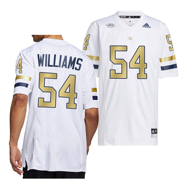Mens Youth Georgia Tech Yellow Jackets #54 Jordan Williams Adidas White Gold College Football Game Jersey