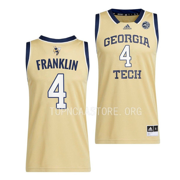 Mens Youth Georgia Tech Yellow Jackets #4 Javon Franklin 2022-23 Gold Away Basketball Game Jersey