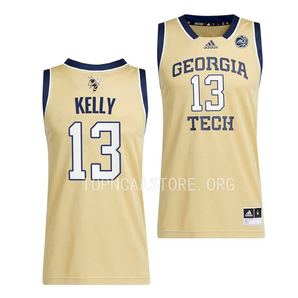 Mens Youth Georgia Tech Yellow Jackets#13 Miles Kelly 2022-23 Gold Away Basketball Game Jersey
