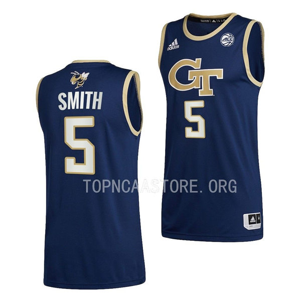 Mens Youth Georgia Tech Yellow Jackets #5 Deivon Smith 2022-23 Navy Alternate Basketball Swingman Jersey