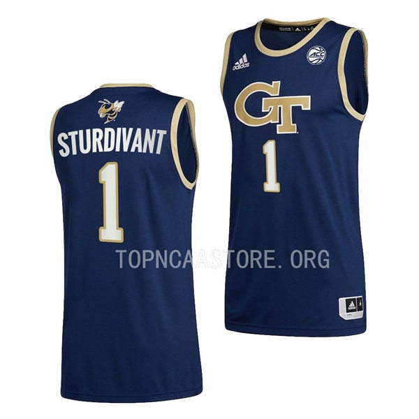 Mens Youth Georgia Tech Yellow Jackets#1 Kyle Sturdivant 2022-23 Navy Alternate Basketball Swingman Jersey