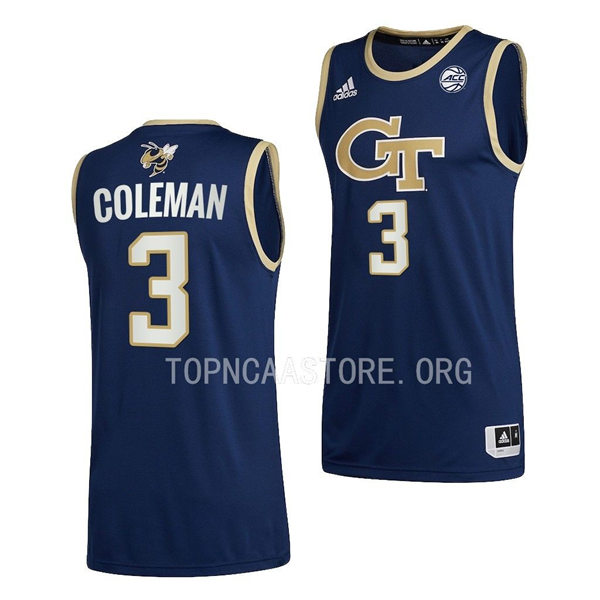 Mens Youth Georgia Tech Yellow Jackets #3 Dallan Coleman 2022-23 Navy Alternate Basketball Swingman Jersey