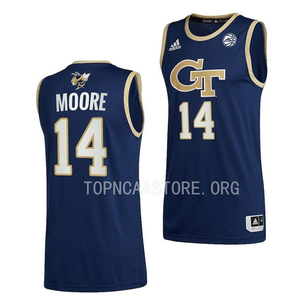 Mens Youth Georgia Tech Yellow Jackets#14 Jalon Moore 2022-23 Navy Alternate Basketball Swingman Jersey